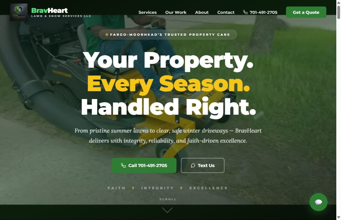 BravHeart Lawn & Snow Services website