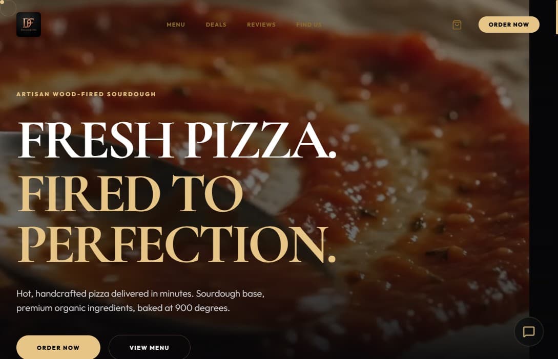 DOUGH & FIRE Pizza website