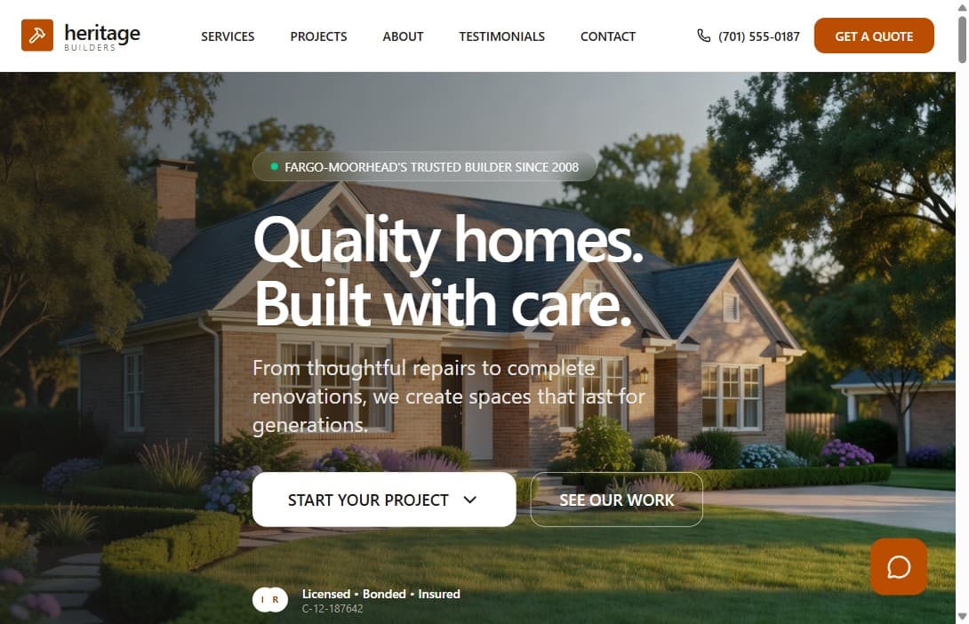 Heritage Builders website