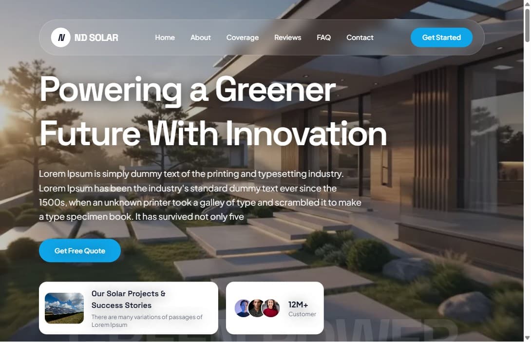 ND SOLAR Scroll Animation website