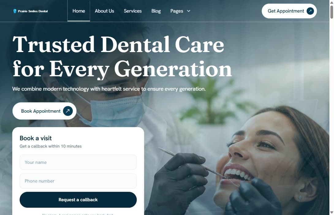 Prairie Smiles Dental website